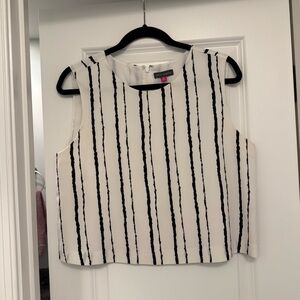 Vince Camuto Black and White Striped Tank Top, Size Medium